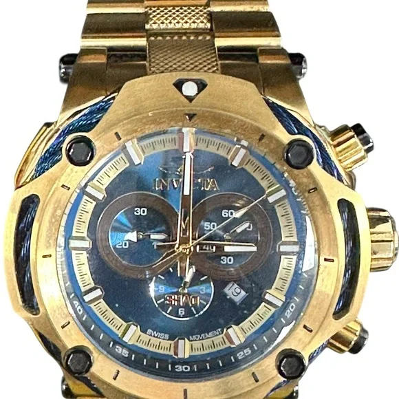 Invicta Men's Gold and Blue Chronograph Watch